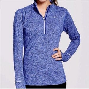 Nike Women's Element Dri-Fit Top Blue Half Zip Long Sleeves Large Running Golf